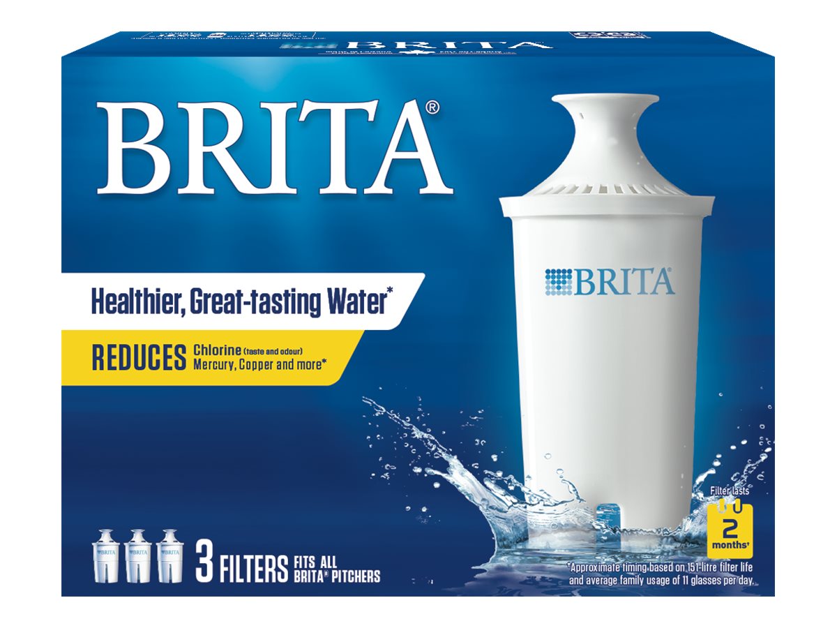 Brita Water Filter Pitcher Replacement Filters with Chlorine, Copper ...