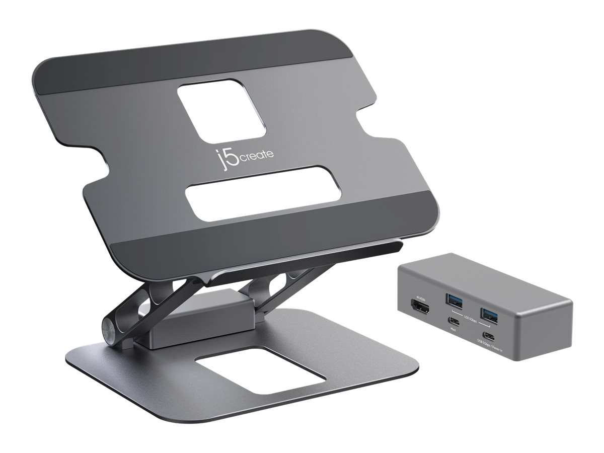 j5create JTS327 docking station + notebook stand USB-C / Thunderbolt 3 / Thunderbolt 4 Usage / lifestyle Close-up 72140