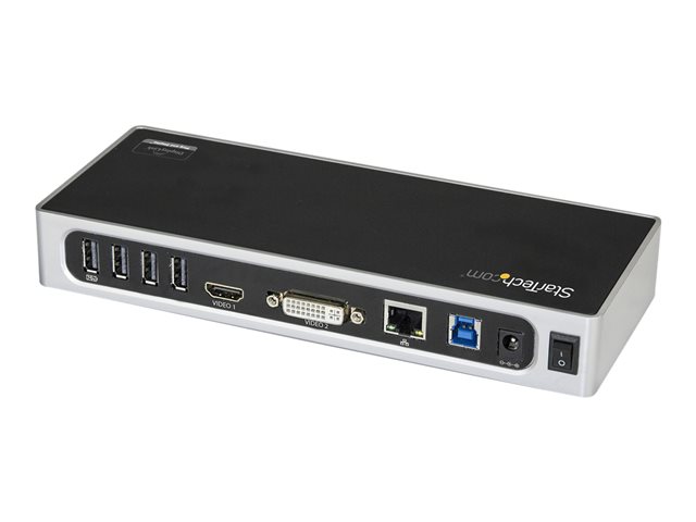 StarTech.com USB 3.0 Docking Station, Dual Monitor Laptop Docking Station with HDMI & DVI/VGA Video, 6-port USB 3.1 Gen 1 5Gbps Hub, GbE, Audio, Universal USB Type-A Dock, Windows & Mac - Dual Display Dock (DK30ADD) - Docking station - USB - DVI, HDMI - GigE - for P/N: DK30A2DH, SVA20N2NEUA