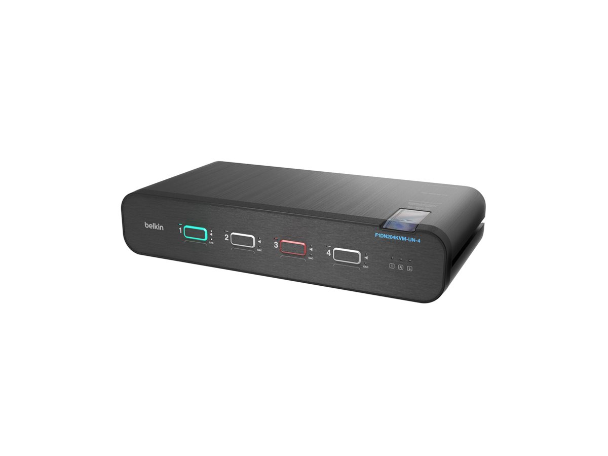 An image of Belkin Universal Secure Dual-Head - 2nd Generation - KVM / audio switch - 4 ports - TAA Compliant