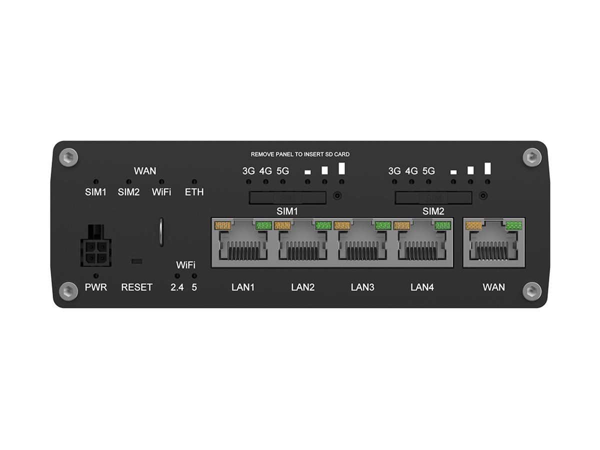 Teltonika RUTM52 wireless router WWAN Wi-Fi 5 3G 4G 5G DIN rail mountable Usage / lifestyle Right-angle 72740