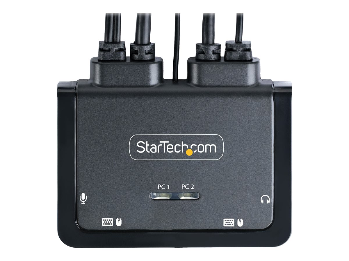 StarTech.com 2-Port Hybrid USB-C DisplayPort Cable KVM Switch, 4K 60Hz, Compact KVM with 6ft/1.8m USB-A/DisplayPort/Audio & 4ft/1.2m USB-C Integrated Host Cables, Bus Powered - Remote Push Button/Hotkey Switching (C2-D46-UAC-CBL-KVM) - přepínač KVM / audio / USB - kompaktní - 2 porty – foto 3