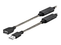 VivoLink USB 2.0 USB forlængerkabel 15m Sort