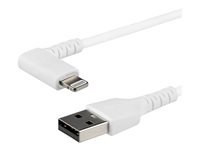 StarTech.com 2m USB A to Lightning Cable iPhone iPad Durable Right Angled 90 Degree White Charger Cord w/Aramid Fiber Apple MFI Certified Lightning-kabel 2m