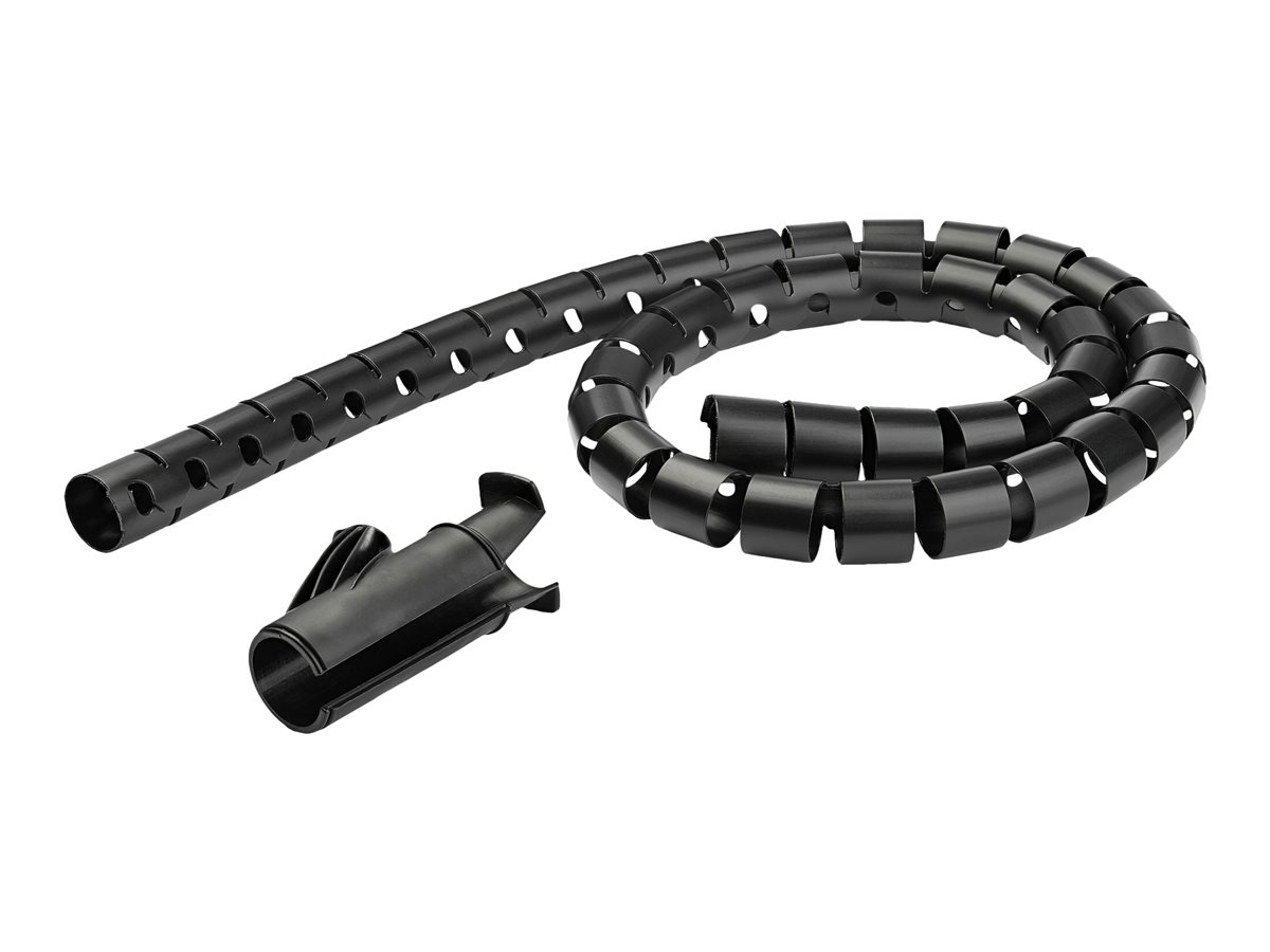 Startech 2.5m (8.2ft) Cable Management Sleeve - Spiral - 1" (25mm) Diameter - W/ Cable Loading Tool - Black (CMSCOILED2) - cable sleeving kit