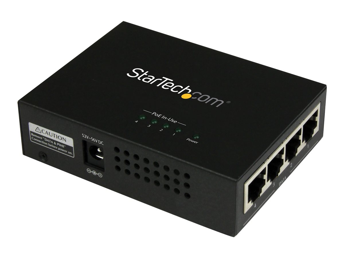 STARTECH 4 Port Gigabit Midspan - PoE+Injector