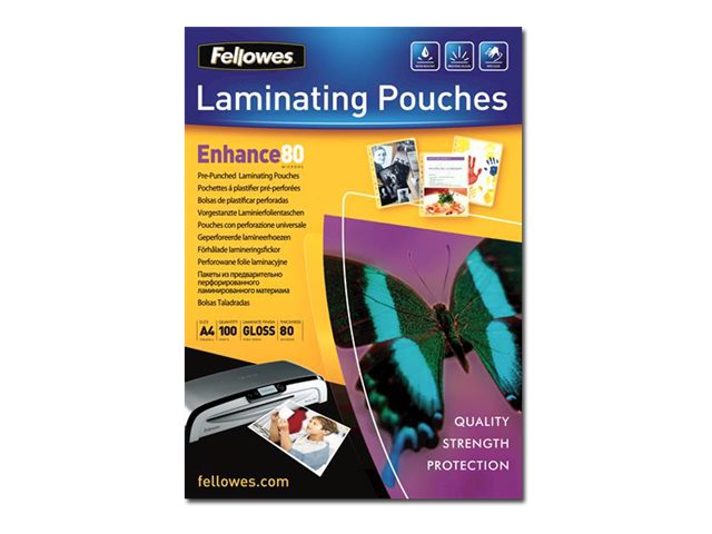FELLOWES PUNCHED POUCH 228X303 80MIC