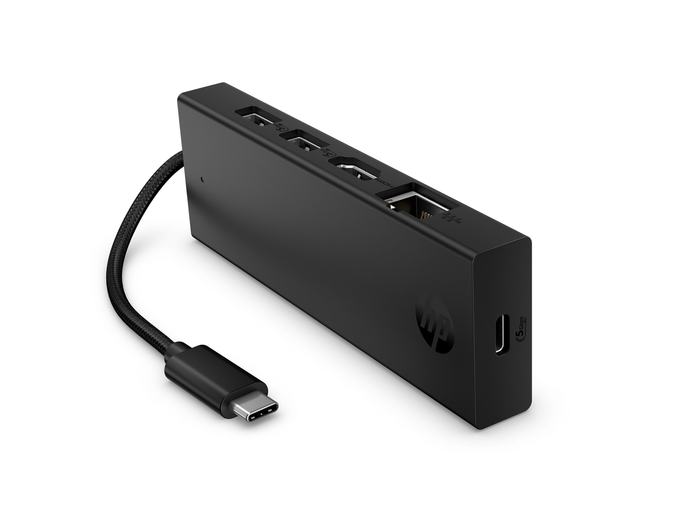 HP Portable USB-C 4K HDMI Hub port replicator USB-C USB-C HDMI DP Product shot Back 79001