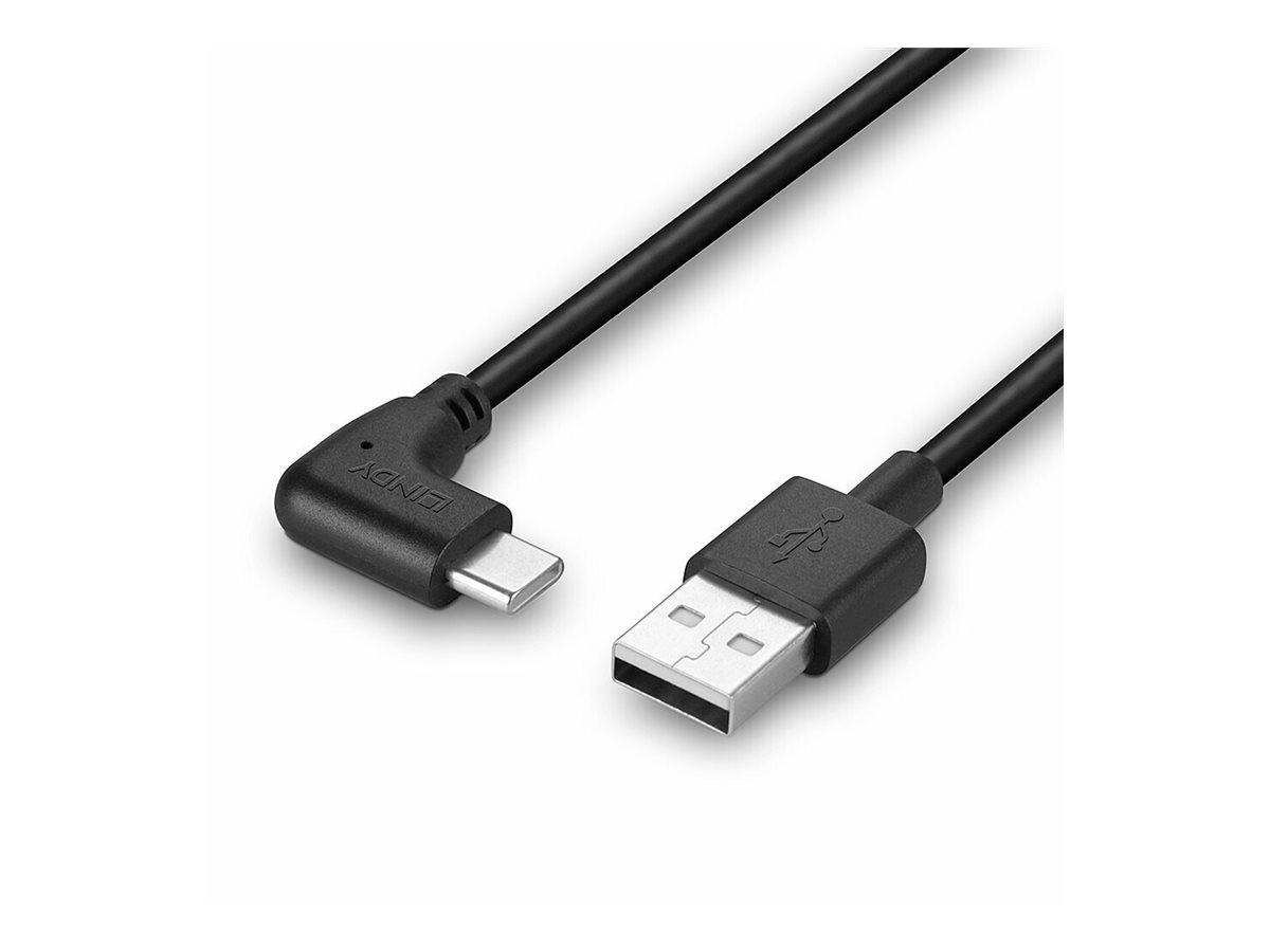 LINDY 0.5m USB 2.0, Type A to C Cable, 90 Right Angle