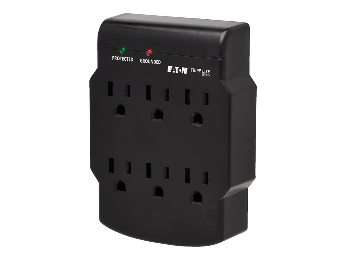 Tripp Lite Surge Protector Wallmount Direct Plug In 120V 6 Outlet 750 Joules Black