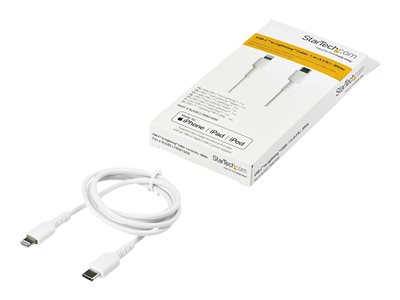 StarTech.com (1m) Durable White USB-C to Lightning Cable, Heavy Duty Rugged Aramid Fiber USB Type A to Lightning Charger/Sync Power Cord, Apple MFi Certified iPad/iPhone 12 Pro Max - iPhone 7/8/11/11 Pro