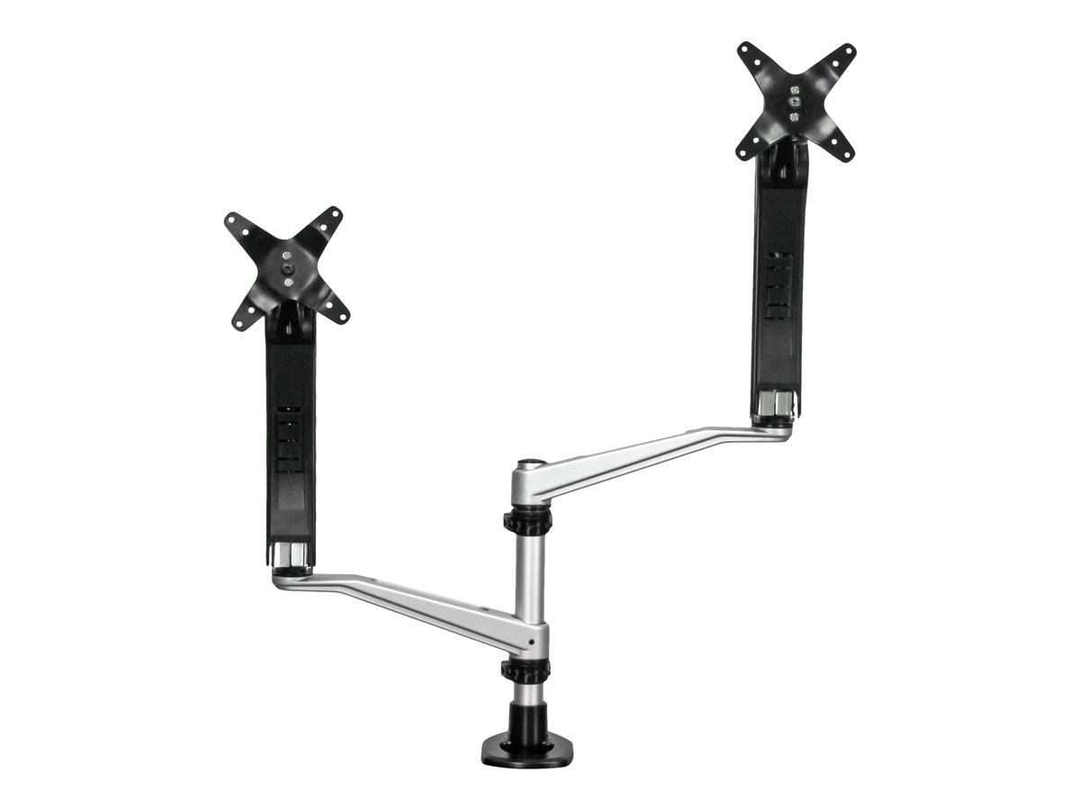StarTech.com Desk Mount Dual Monitor Arm - Full Motion Articulating Arms - Premium Dual Monitor Stand - For up to 30" (19.8lb/9kg) VESA Mount Monitors - Tool-less Assembly - Steel & Aluminum montážní sada - plný pohyb - pro Displej LCD - černá, stříbrná – foto 2