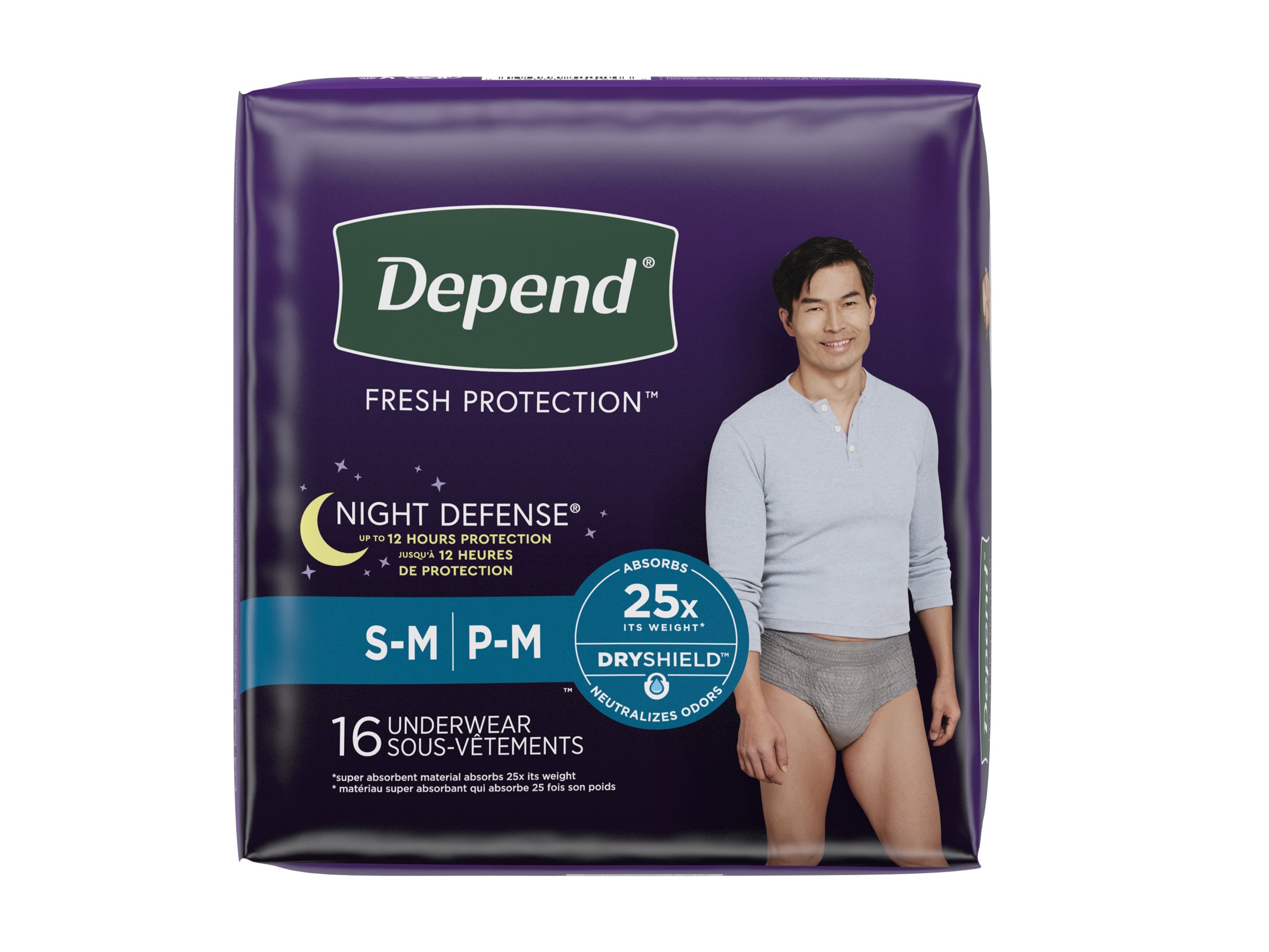 Depend Night Defense Adult Incontinence Underwear for Men - Overnight - S/M - 16 Count
