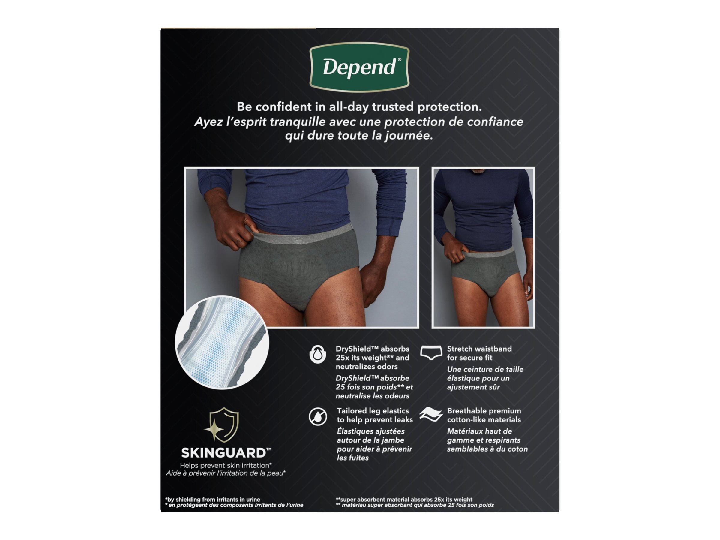 Depend Real Fit Men's Maximum Incontinence Underwear S/M Black Grey 14  Count