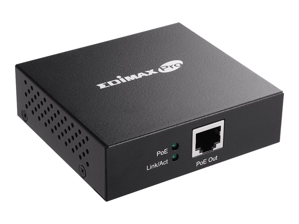 Edimax Pro IEEE 802.3at Gigabit PoE+ Extender repeater 10Mb LAN 100Mb LAN Product shot Left-angle 79600