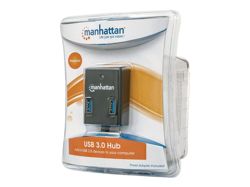 MANHATTAN 162302 Manhattan Hub SuperSpeed USB 3.0, 4 portowy, z zasilaczem