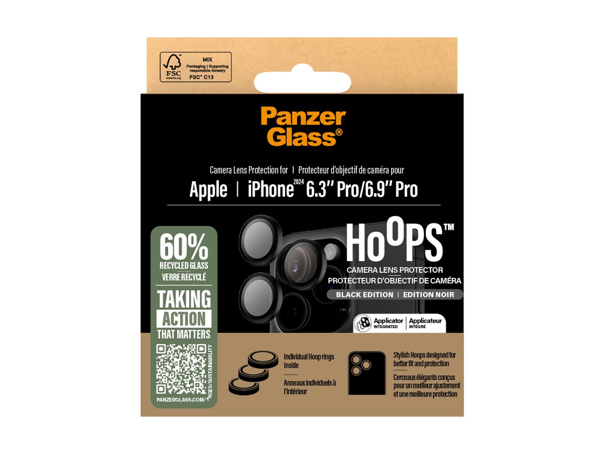 PanzerGlass Hoops Lens Protector for Apple iPhone 16 Pro and 16 Pro Max - Black