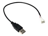 Inter-Tech 4 pin USB Type A (kun strøm) (male) - 3-stiftet blæserstikforbindelse (male) Sort 30cm Blæser strømkabel