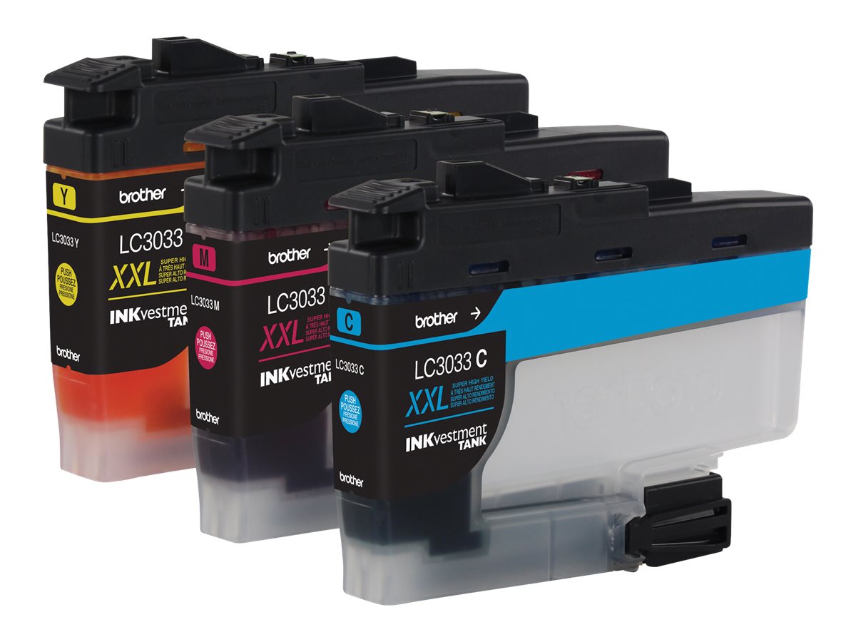 Brother LC3033 Super High Yield 3 Ink Cartridge Pack - Cyan/Magenta/Yellow - LC30333PKS