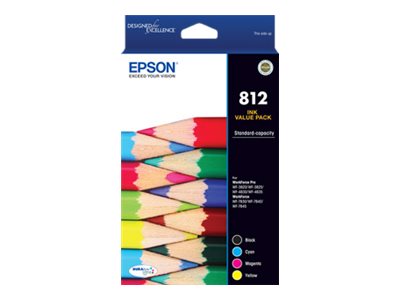 Epson 812 4-pack black yellow cyan magenta original ink Product shot Front 79200