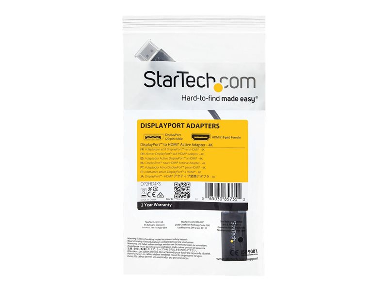StarTech.com Adaptateur / Convertisseur actif Mini DisplayPort 1.2 vers HDMI  4K MacBook Pro / MacBook Air Mini DP - M/F - Blanc (MDP2HD4KSW)