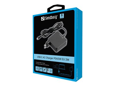 SANDBERG USB-C AC Charger PD65W EU 2M