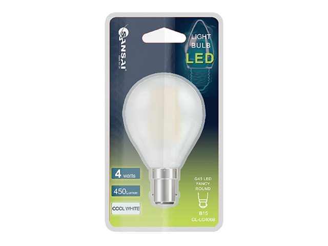 Sansai, LED light bulb, shape: G45, B15, 4 W, cool white light, 6500 K