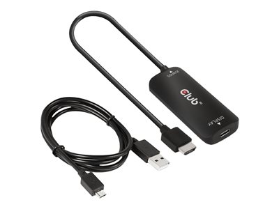Club 3D - Adapter - HDMI, Micro-USB Type B (power only) to 24 pin USB-C female