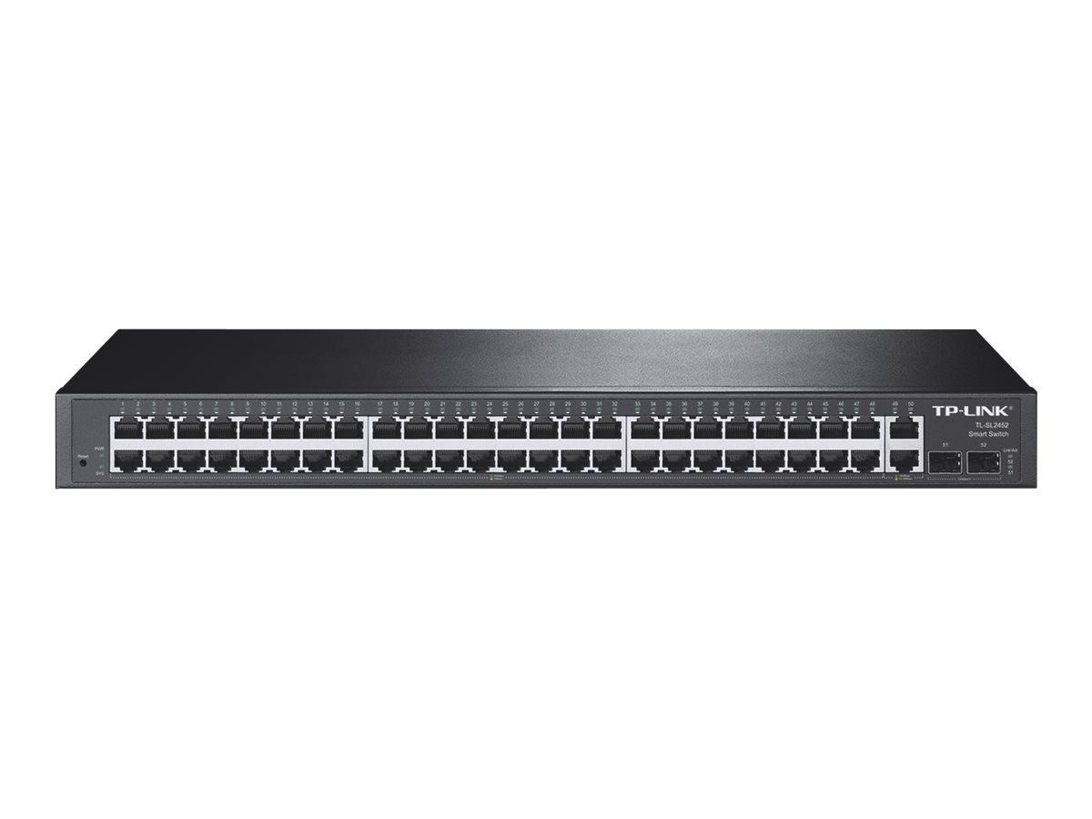 TP-Link TL-SL2452 48-Port 10/100Mbps + 4-Port Gigabit Smart Switch - přepínač - 48 porty - řízený - Lze montovat do rozvaděče