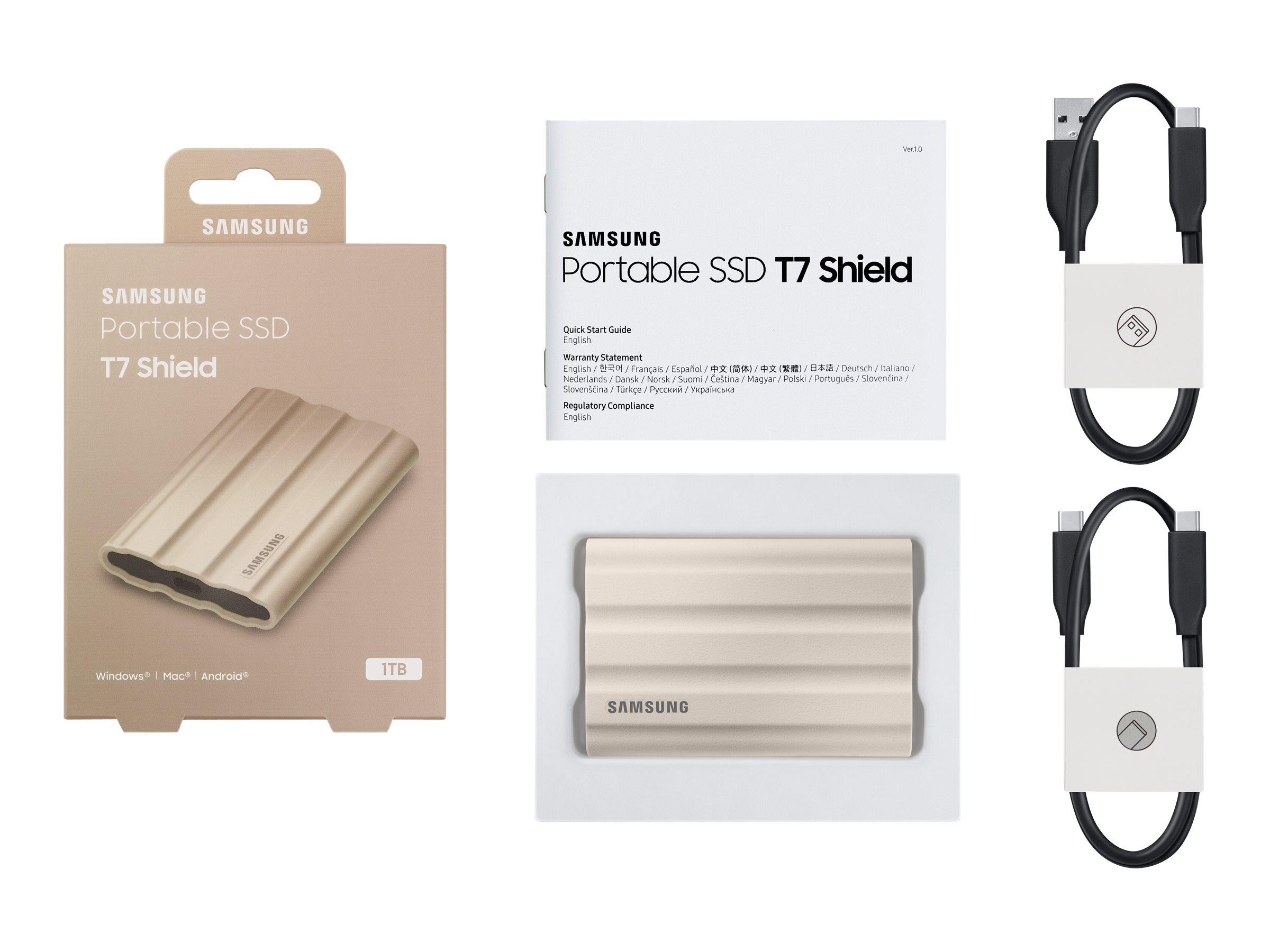 Samsung T7 Shield Portable External SSD - 1 TB - Beige - MU-PE1T0K/AM