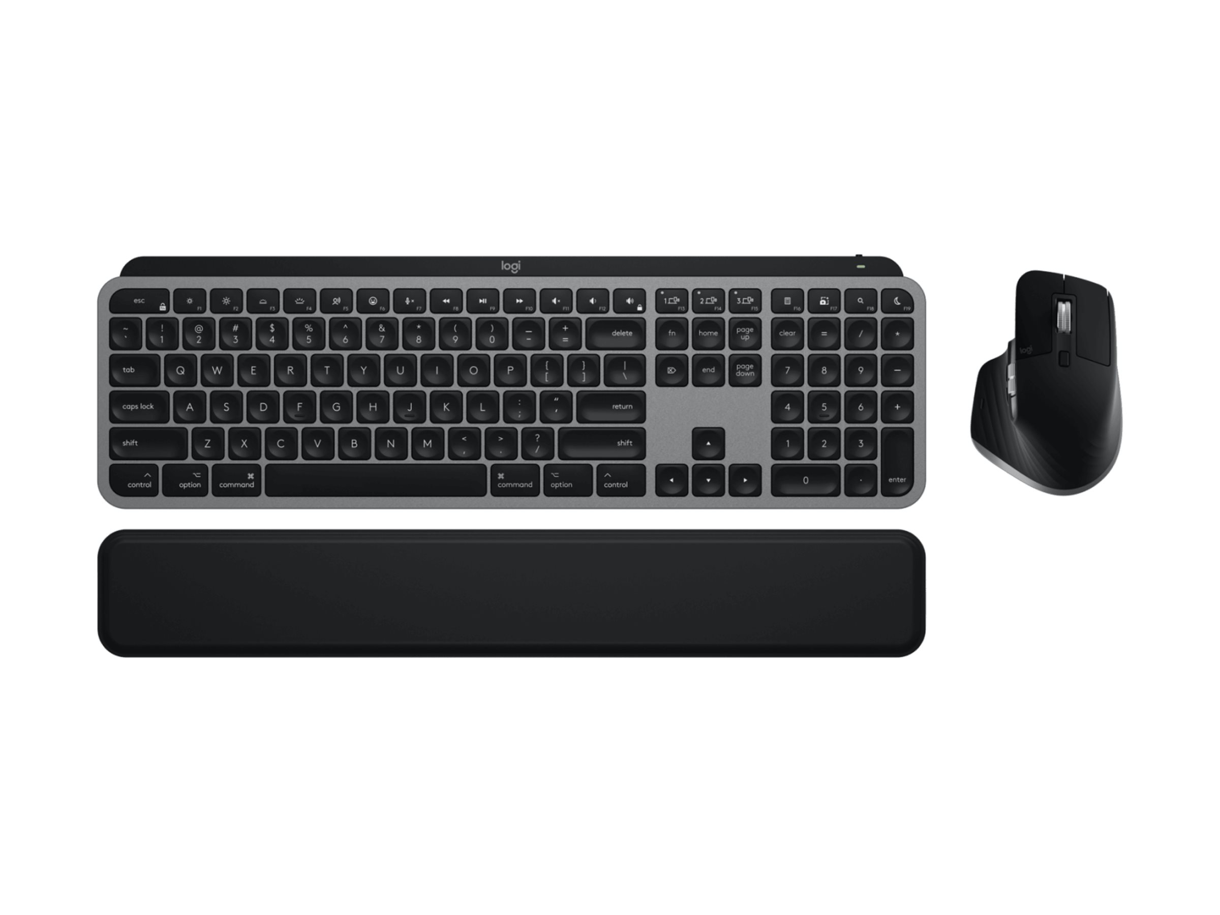 Logitech Master Series MX Keys S Combo for Mac keyboard and mouse set full size QWERTY Product shot Front 79951