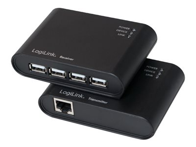 USB 2.0 Cat.5 extender, 50 m incl. 4-port Hub, black – LogiLink