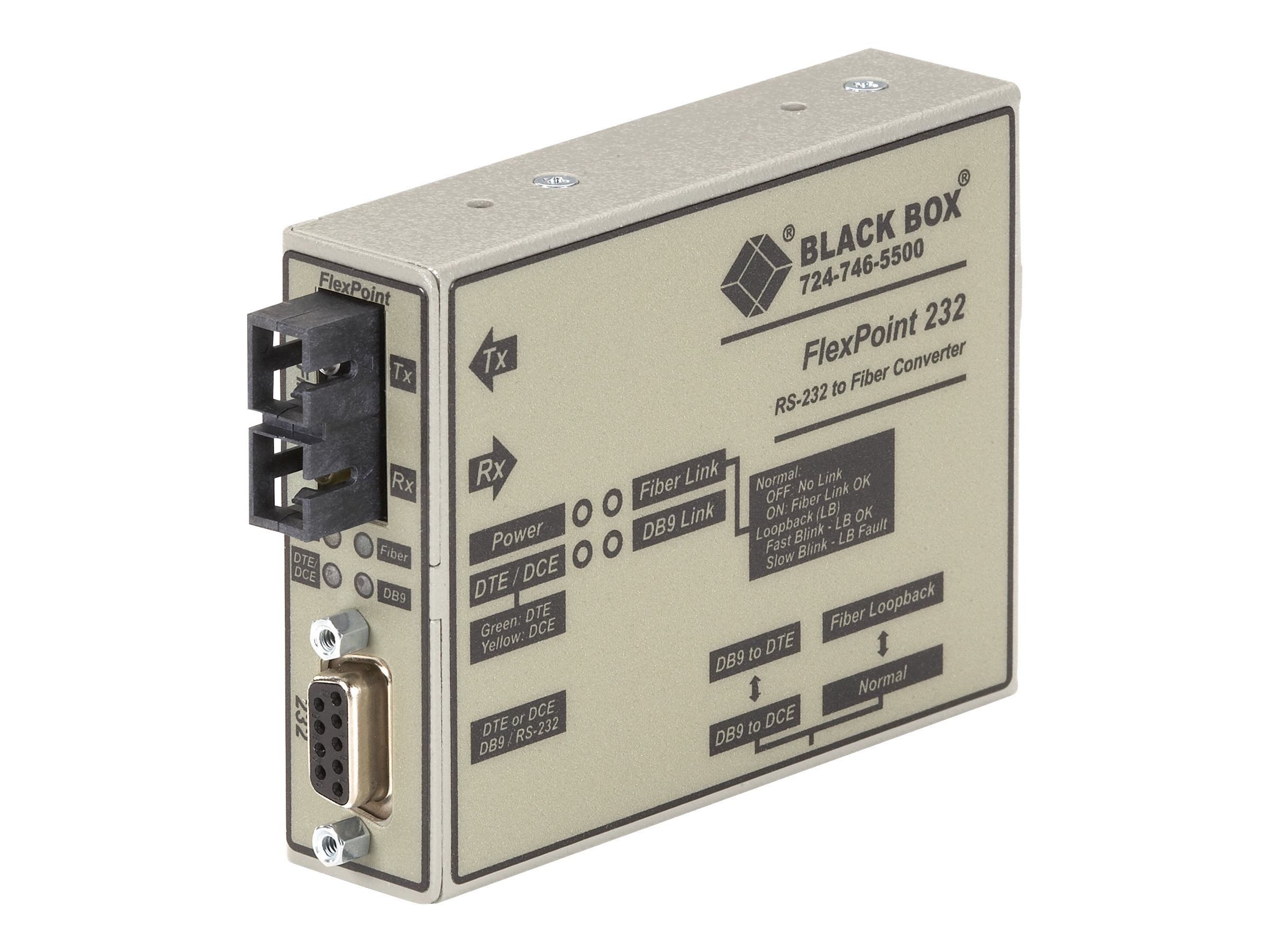 Black Box FlexPoint RS-232 to Fiber Converter
