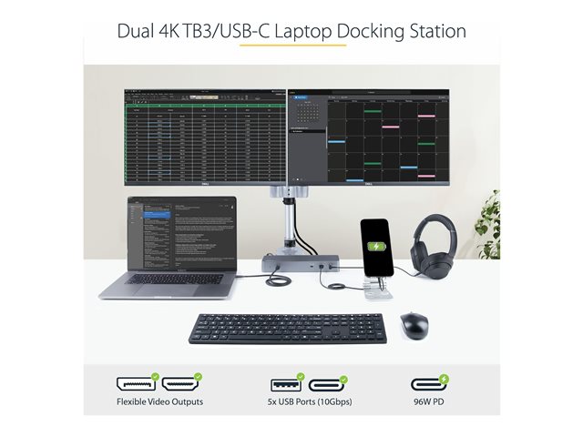 StarTech.com Dock Thunderbolt 3 USB-C /Dual 4K/96W PD