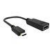 USB C to HDMI adaptor -plugs into USB C and has fu