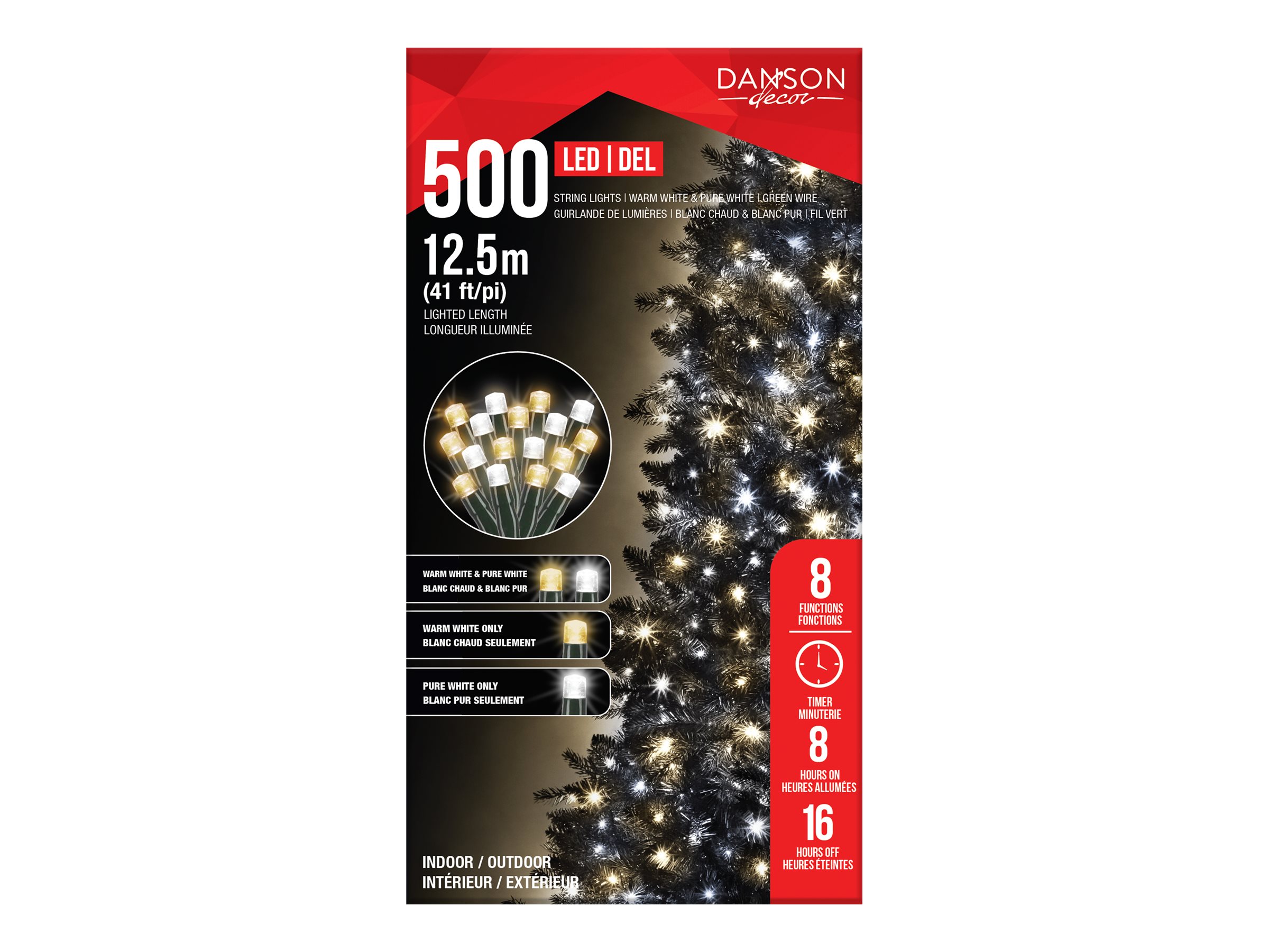 Danson Decor LED String Lights - Warm White/Pure White - 12.5m - 500 Lights