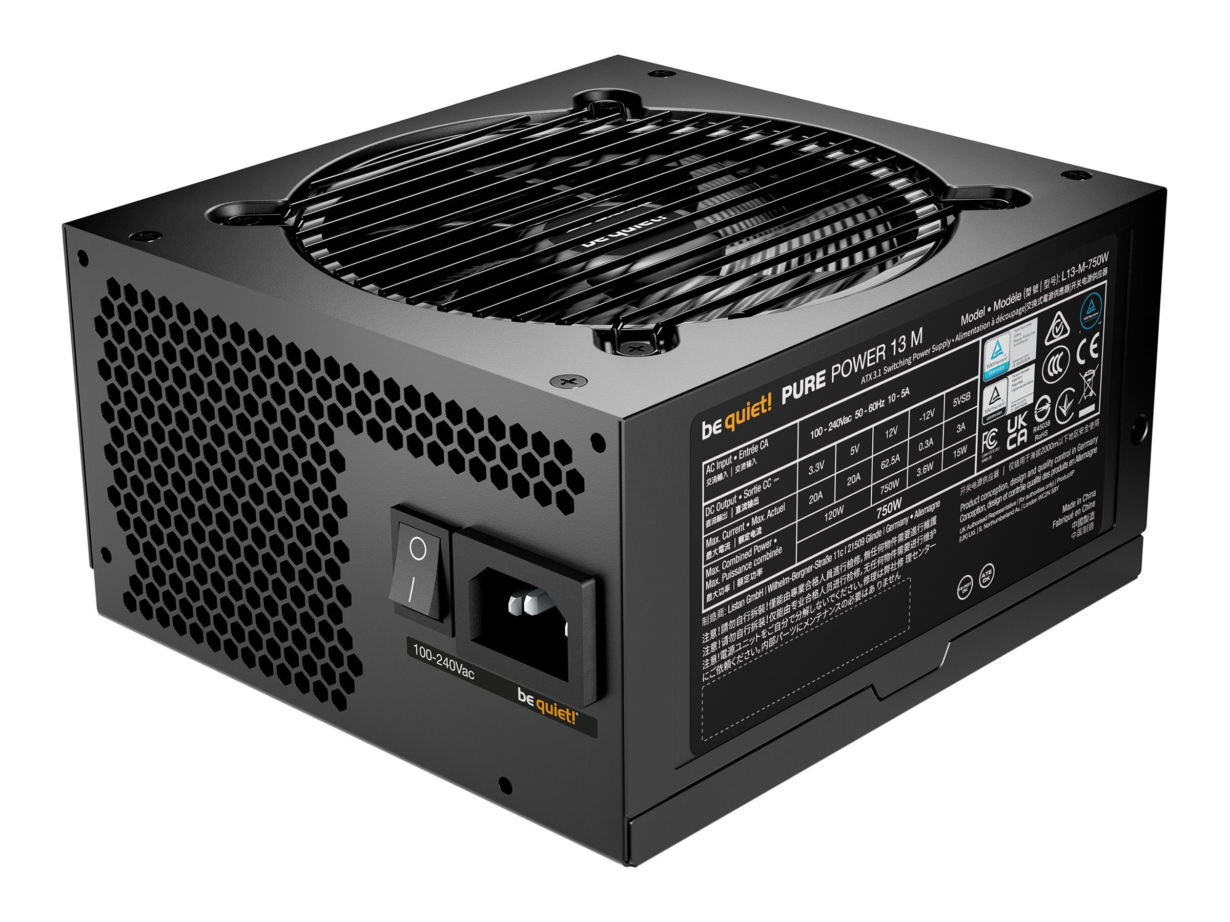 be quiet! Pure Power 13 M 750W power supply 750 Product shot Right-angle 80000