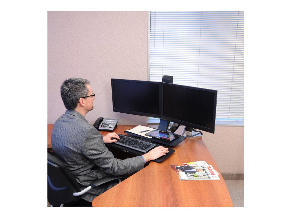 Ergotron WorkFit-A Dual Workstation With Worksurface - nástavec na stůl - leštěný hliník, černá – foto 3