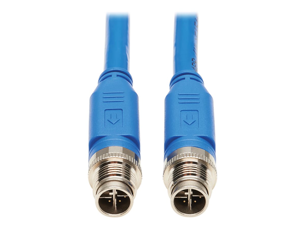 Eaton Tripp Lite Series M12 X-Code Cat6a 10G F/UTP CMR-LP Shielded Ethernet Cable (M/M), IP68, PoE, Blue, 2 m (6.6 ft.)