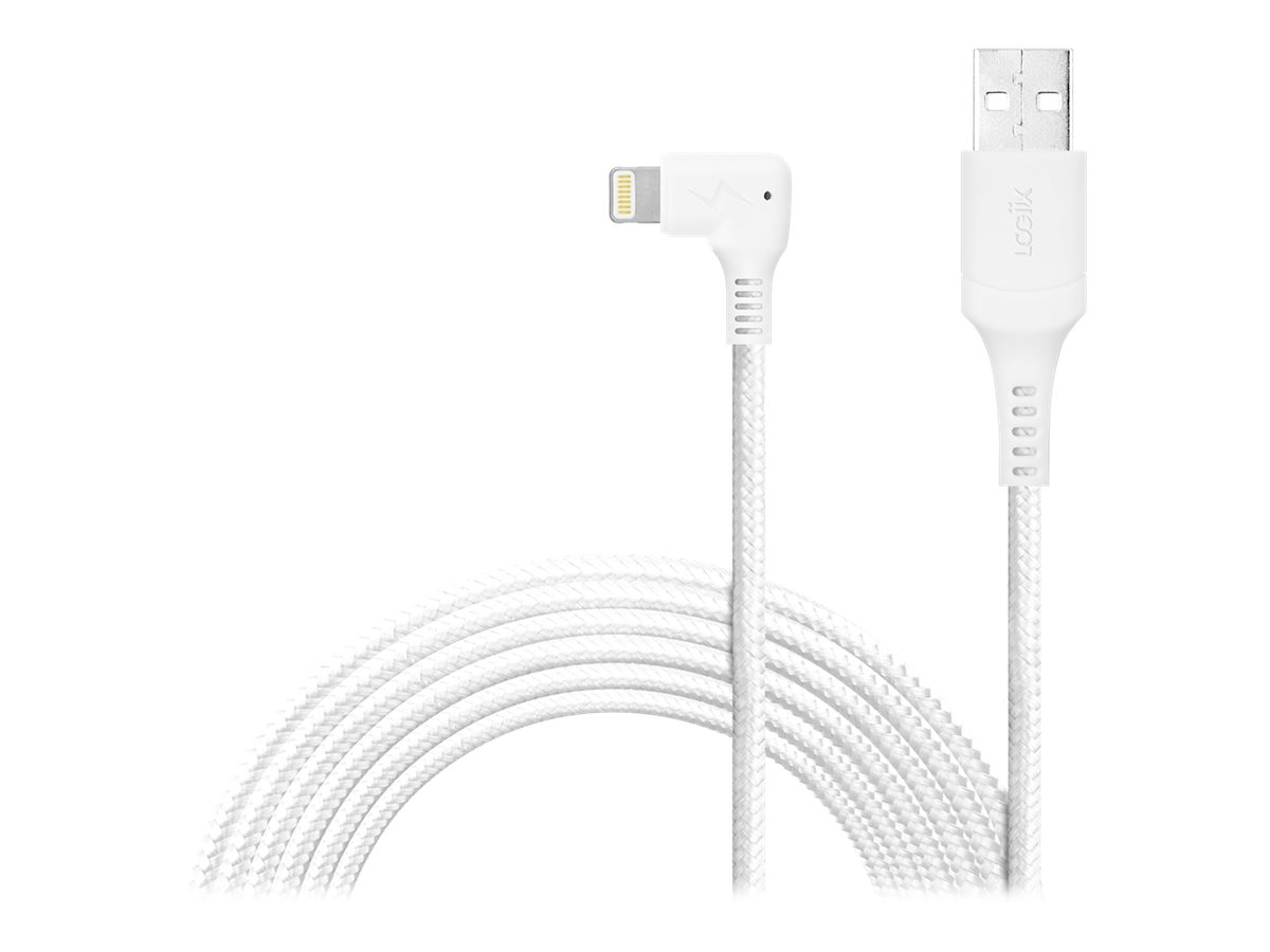 Logiix Piston Connect XL 90 Anti-Stress Lightning Cable - White - 3m - LGX12919