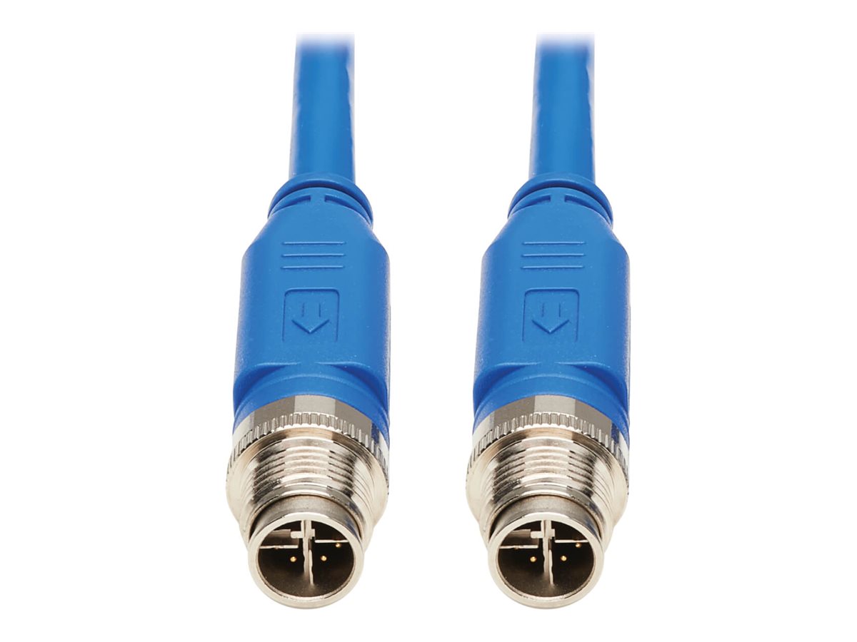 Eaton Tripp Lite Series M12 X-Code Cat6 1G UTP CMR-LP Ethernet Cable (M/M), IP68, PoE, Blue, 1 m (3.3 ft.)