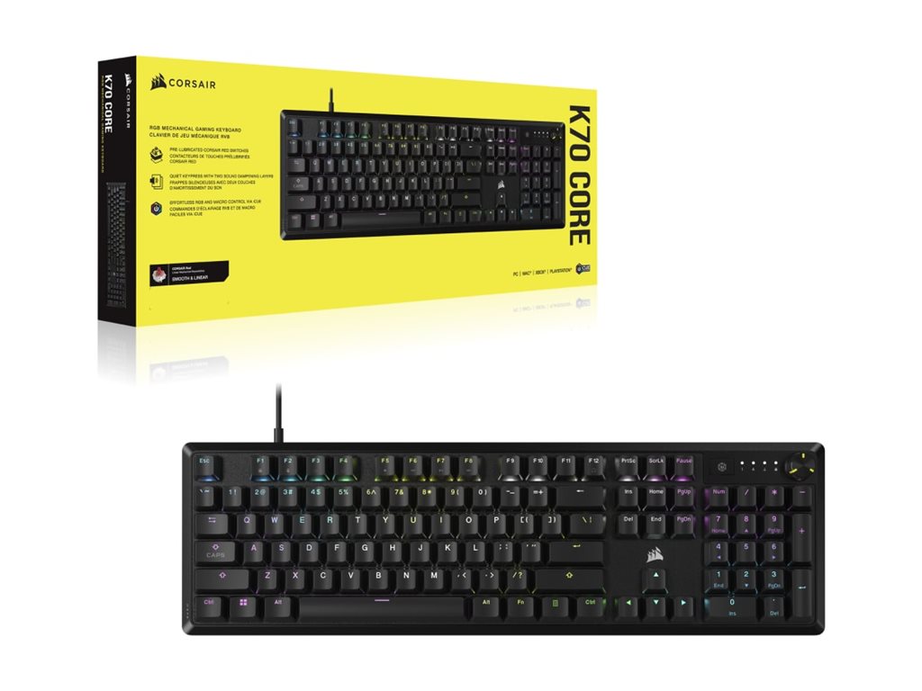 CORSAIR K70 CORE RGB Mechanical Gaming Keyboard - Black - CH-910971E-NA