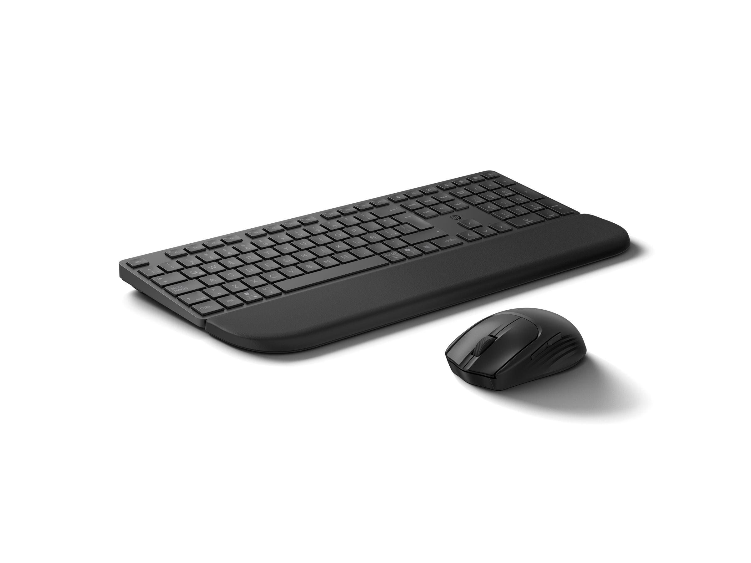 HP 585C keyboard and mouse set dual mode 3-zone layout multi-device low profile key travel Product shot Right-angle 80001