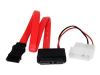 StarTech.com 12in Slimline SATA to SATA with LP4 Power Cable Adapter (SLSATAF12) - SATA cable - Serial ATA 150/300/600 - Slimline SATA (F) to SATA, 4 pin internal power (12V) - 30 cm - red