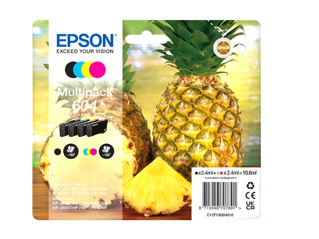 C13t10g64020 Epson 604 Multipack 4 Pack Black Yellow Cyan Magenta Original Ink 5871