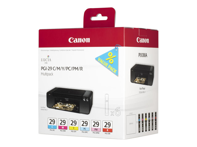 Image of Canon PGI-29 CMY/PC/PM/R Multipack - yellow, cyan, magenta, red, photo cyan, photo magenta - original - ink tank