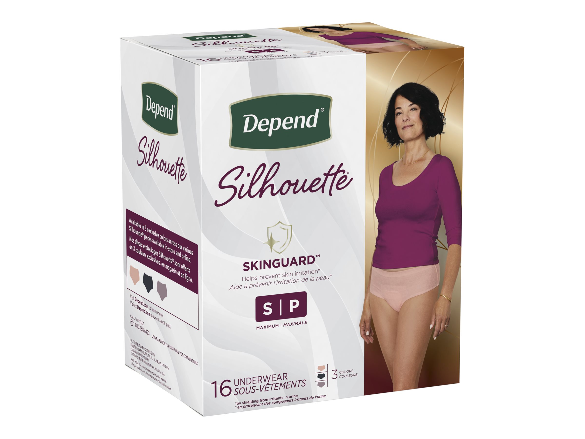 Depend Silhouette Incontinence Underwear for Women - Black/Pink - Maximum  Absorbency - Small/16 Count
