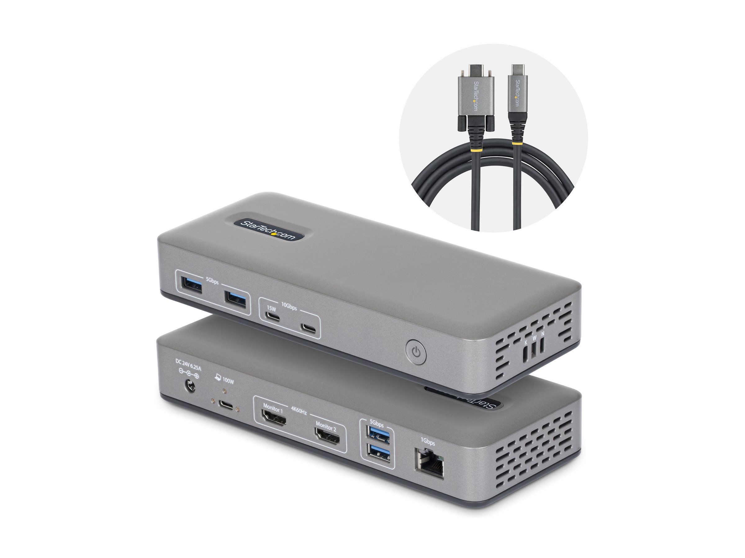 Startech docking station USB-C 3.2 Gen 2 2 x HDMI Usage / lifestyle Left-angle 72755