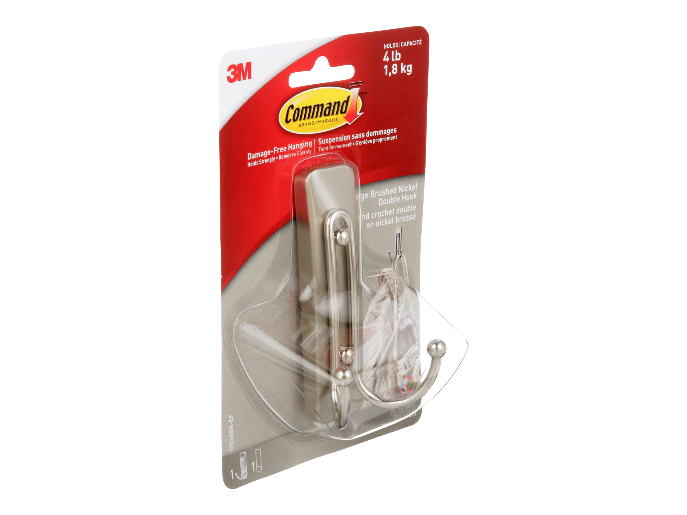 Command™ Traditional Hook 17053BN-C, Large, Brushed Nickel, 5 lb