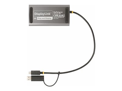 StarTech.com 109B-USBC-HDMI  StarTech.com Adaptateur USB-C vers Double HDMI  - USB-C ou A vers 2x HDMI - 4K 60Hz - 100W Power Delivery Pass-Through -  Adaptateur Vidéo avec Câble Intégré de 30cm 